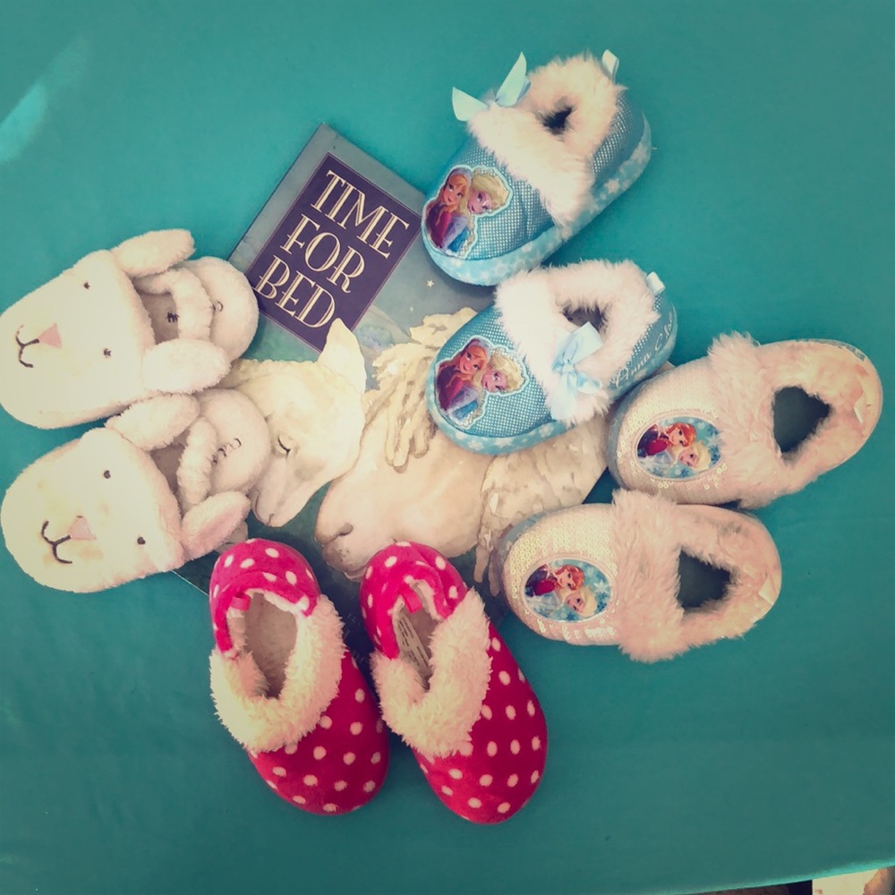 4 pair of toddler slippers